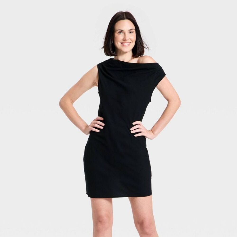Women's Off the Shoulder Mini Dress - A New Day Black L